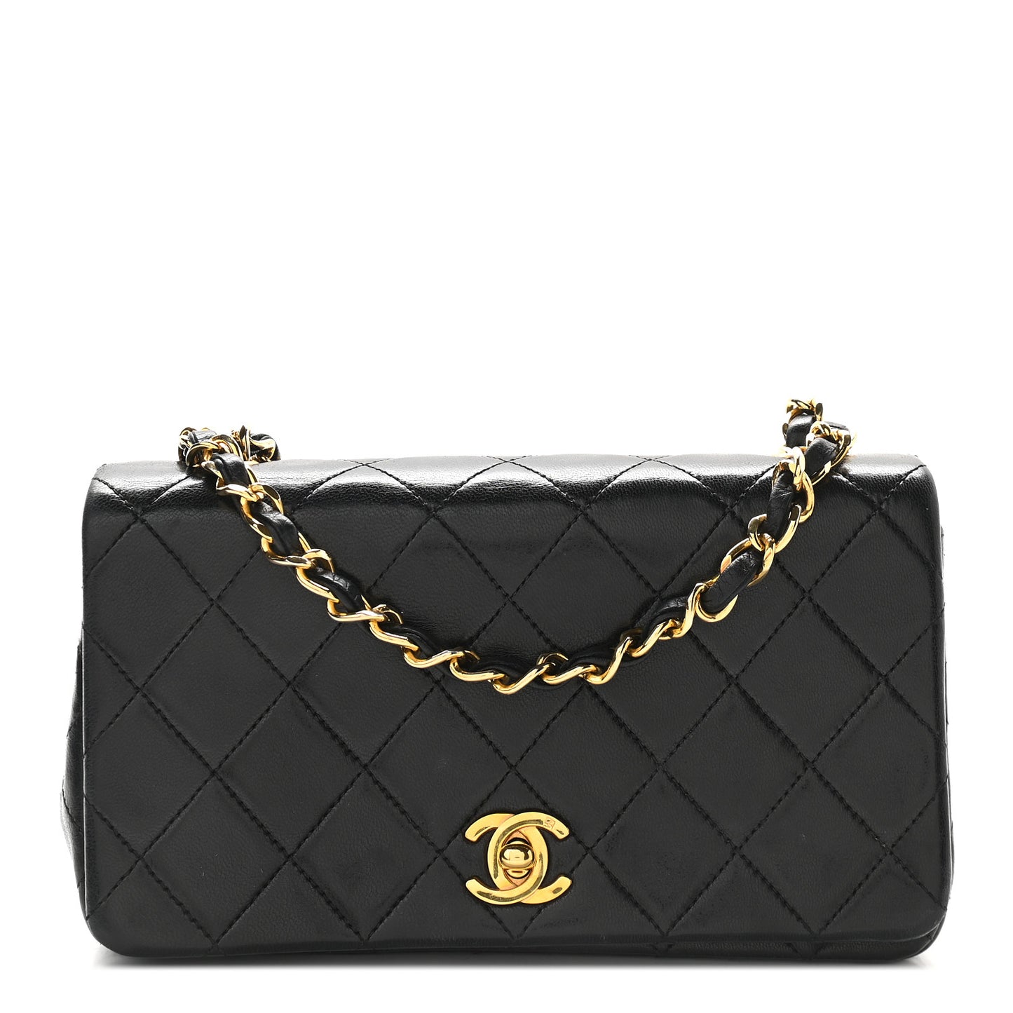 Lambskin Quilted Small Single Flap Black