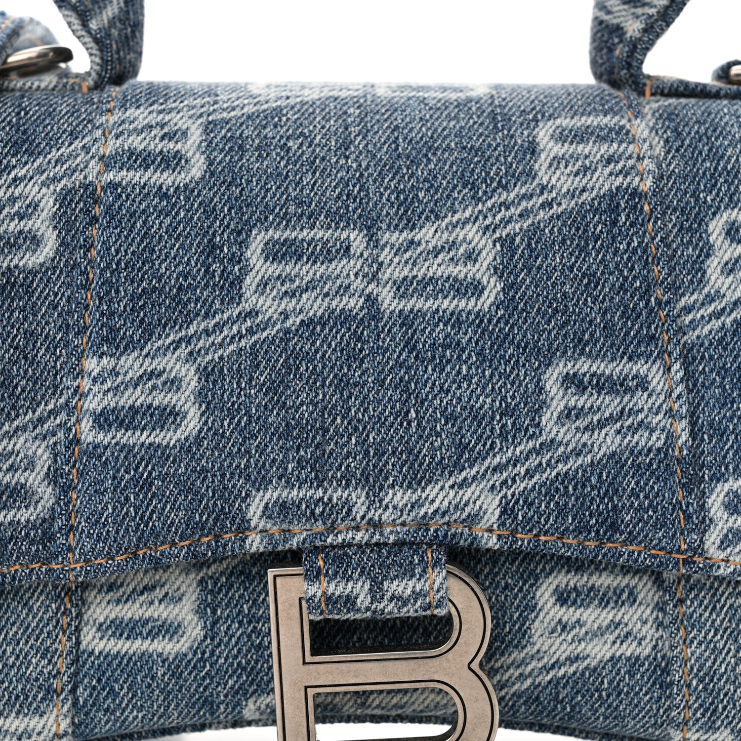 Balenciaga Denim BB Monogram Small Hourglass Top Handle Bag Blue 9 of 13
