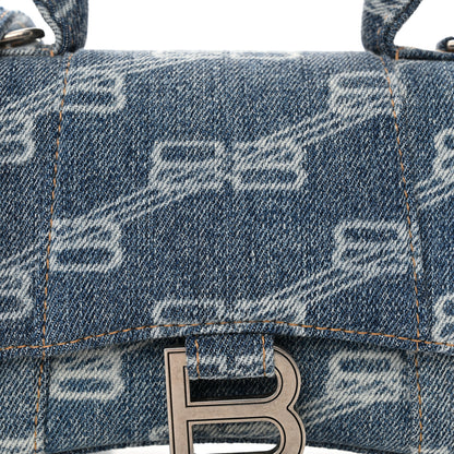 Balenciaga Denim BB Monogram Small Hourglass Top Handle Bag Blue 9 of 13