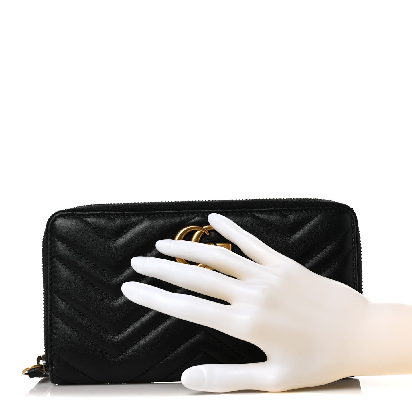 Calfskin Matelasse GG Marmont Zip Around Organizer Wallet Black