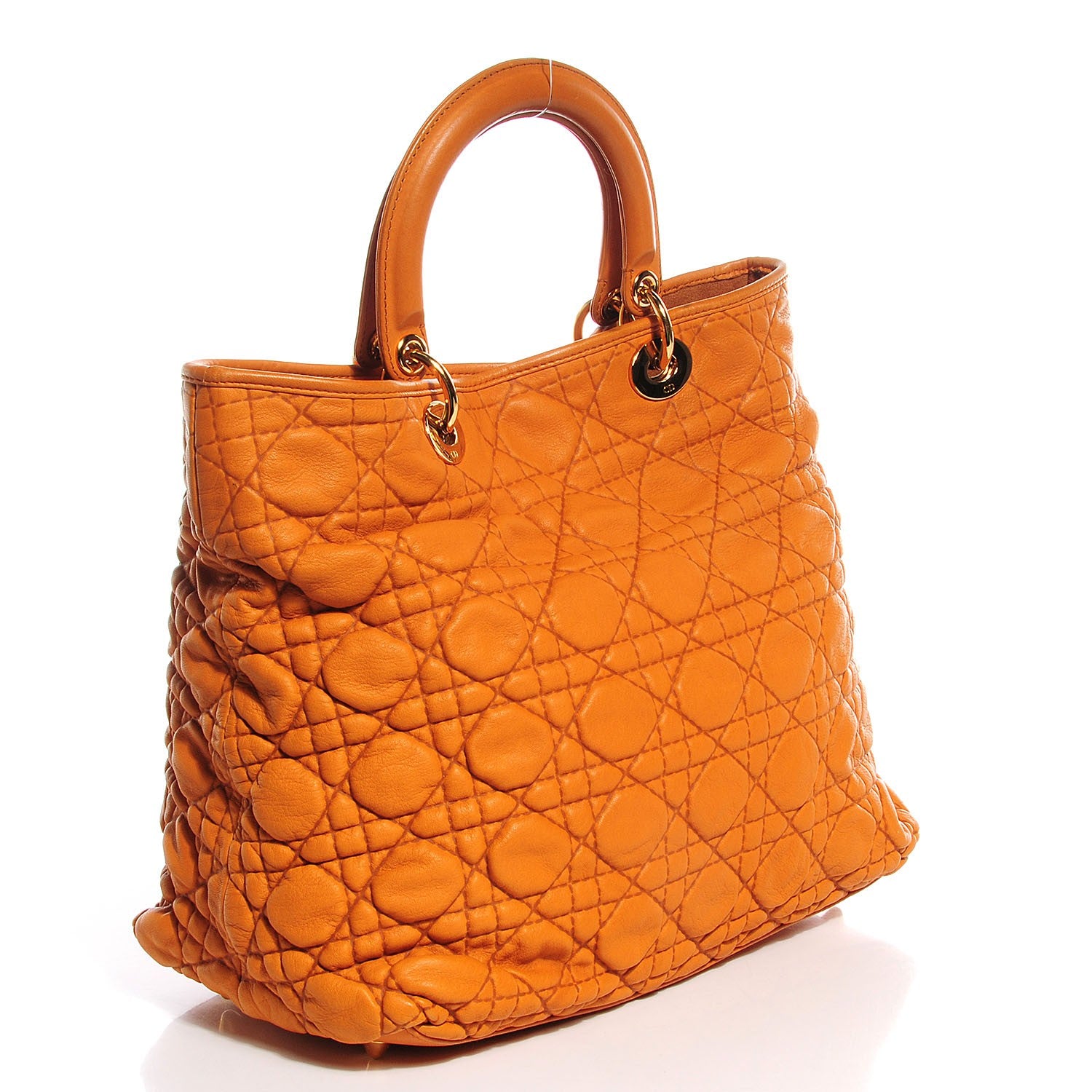 Christian Dior Lambskin Cannage Soft Lady Dior Tote Orange 3 of 8