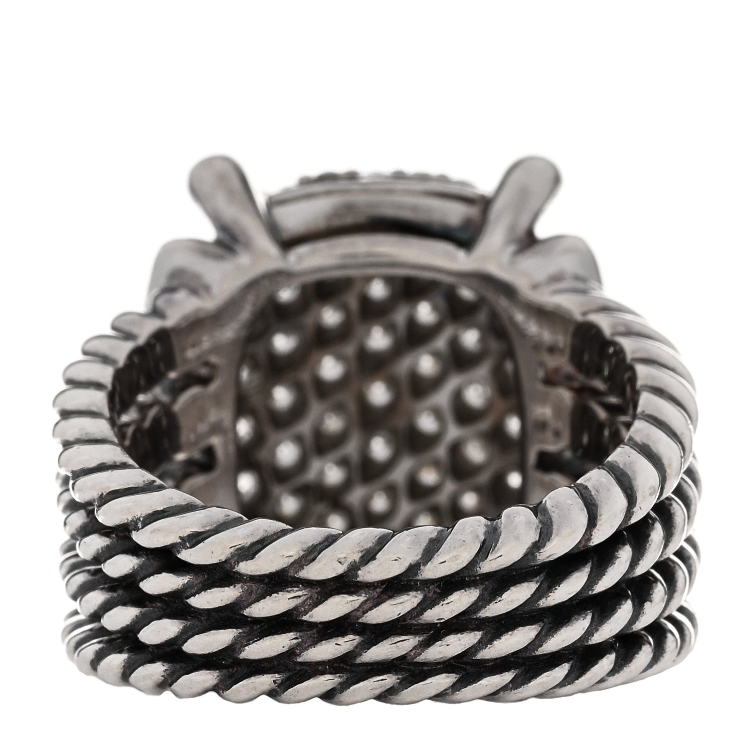 David Yurman Sterling Silver Diamond 16mm Wheaton Ring 51 5.75 3 of 5