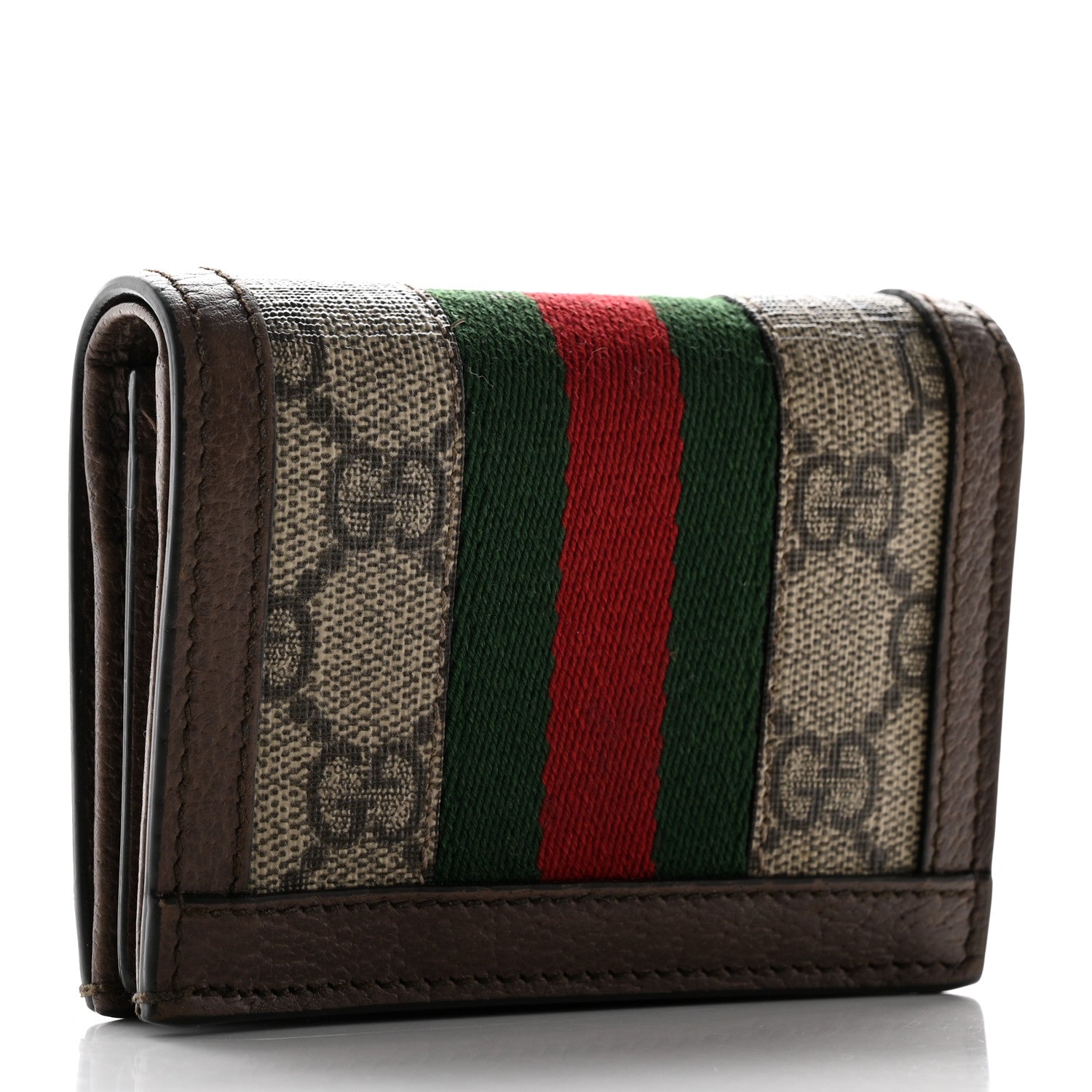 Gucci GG Supreme Monogram Web Ophidia Card Case Beige New Acero 3 of 11