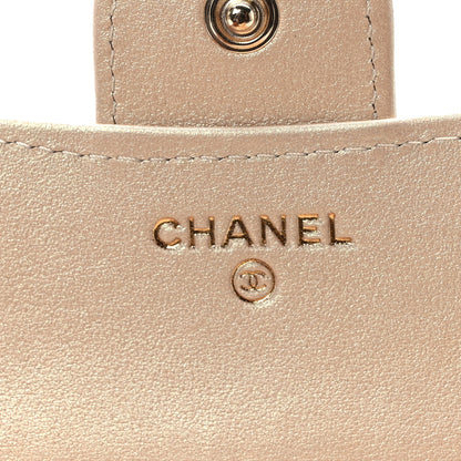 Chanel Iridescent Calfskin Quilted Compact Flap Wallet Beige 6 of 9