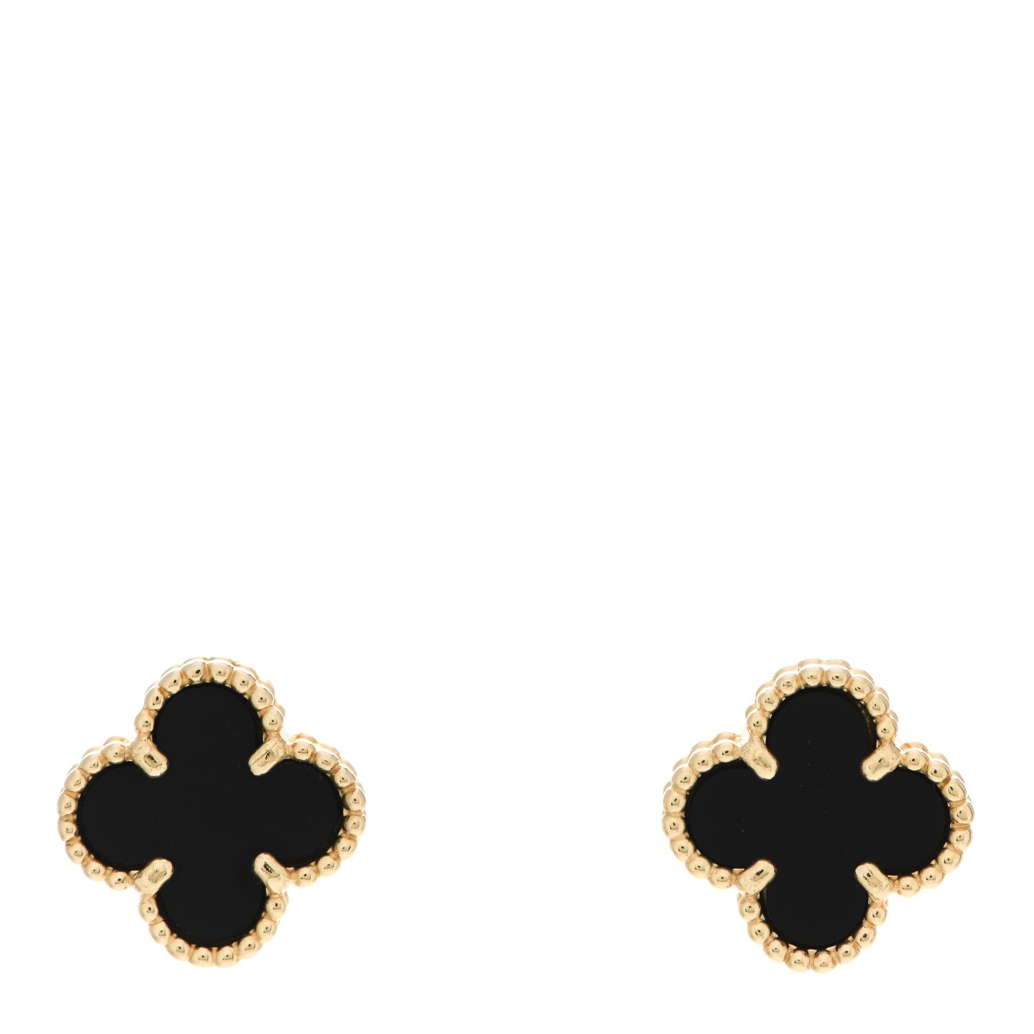 Van Cleef & Arpels 18K Yellow Gold Black Onyx Sweet Alhambra Earrings 1 of 5