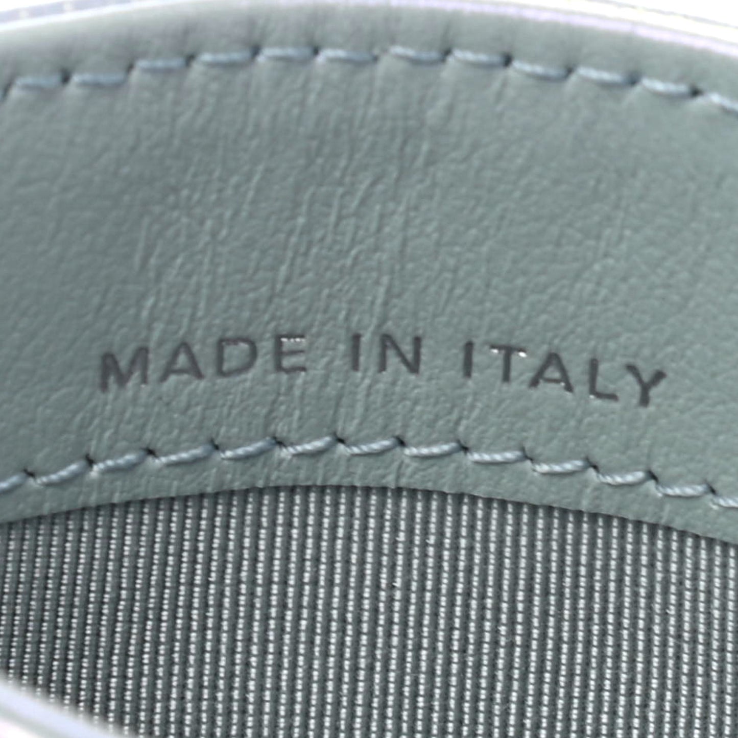 Iridescent Calfskin Quilted Card Holder Light Blue