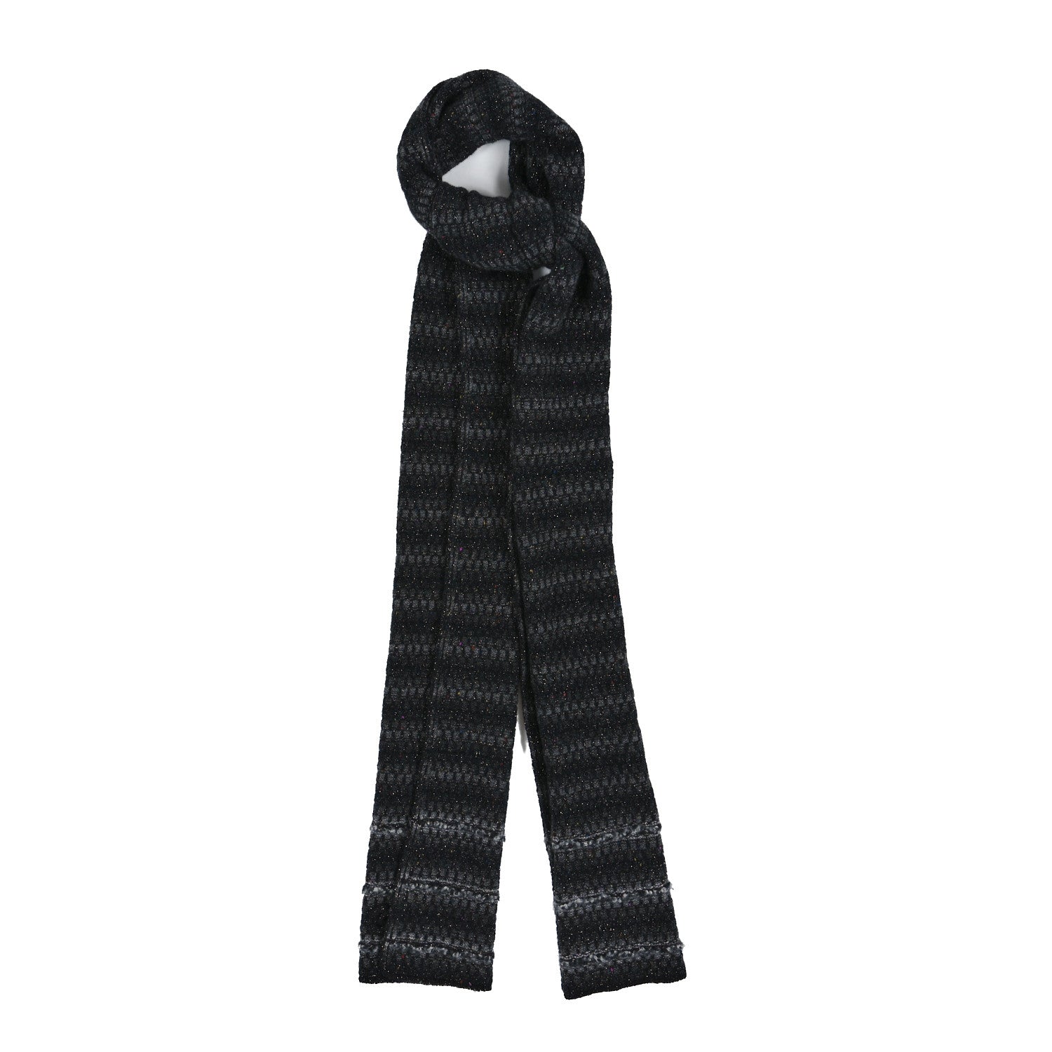 Chanel Cashmere Glitter Woven Scarf Grey White Multicolor 1 of 3