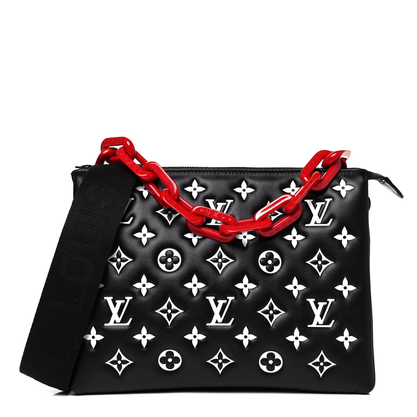 Lambskin Embossed Monogram Coussin PM Black White