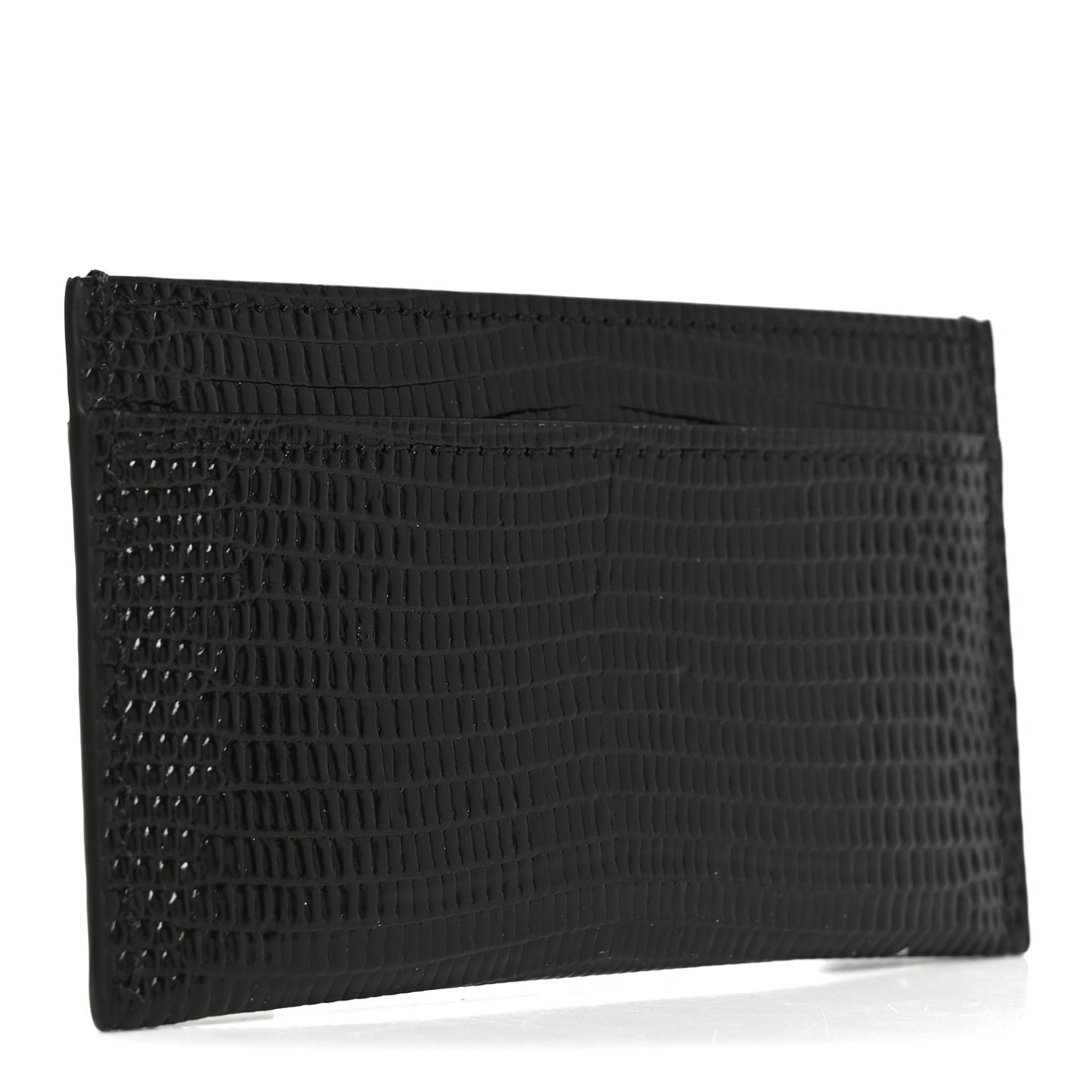 Calfskin Lizard Embossed Card Holder Black
