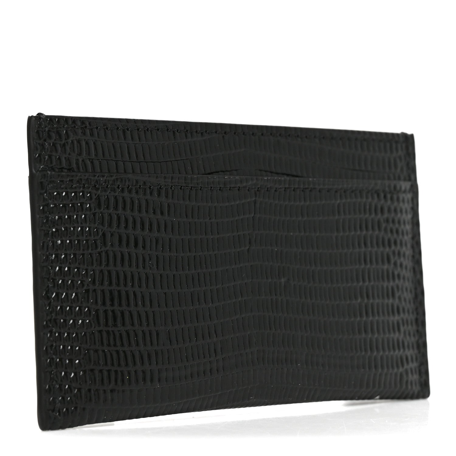 Chanel Calfskin Lizard Embossed Card Holder Black 3 of 8