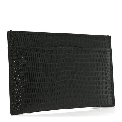 Chanel Calfskin Lizard Embossed Card Holder Black 3 of 8