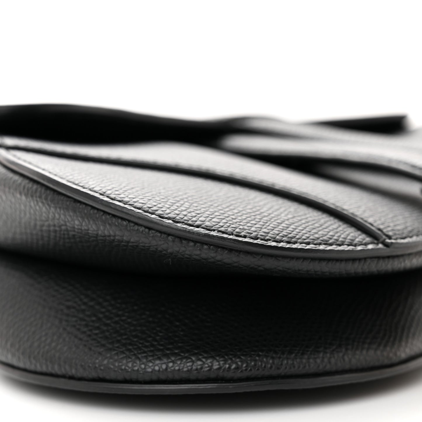 Grained Calfskin Mini Saddle Bag Black