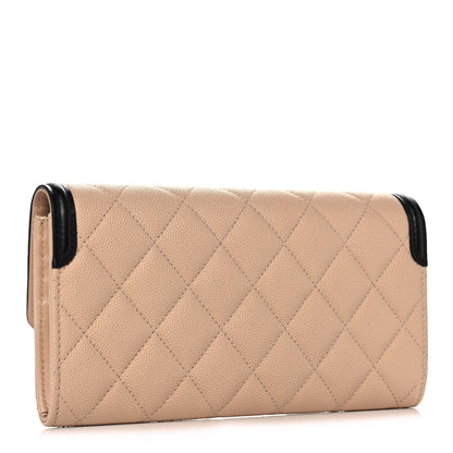 Chanel Caviar Quilted Filigree Flap Wallet Beige Black 3 of 12