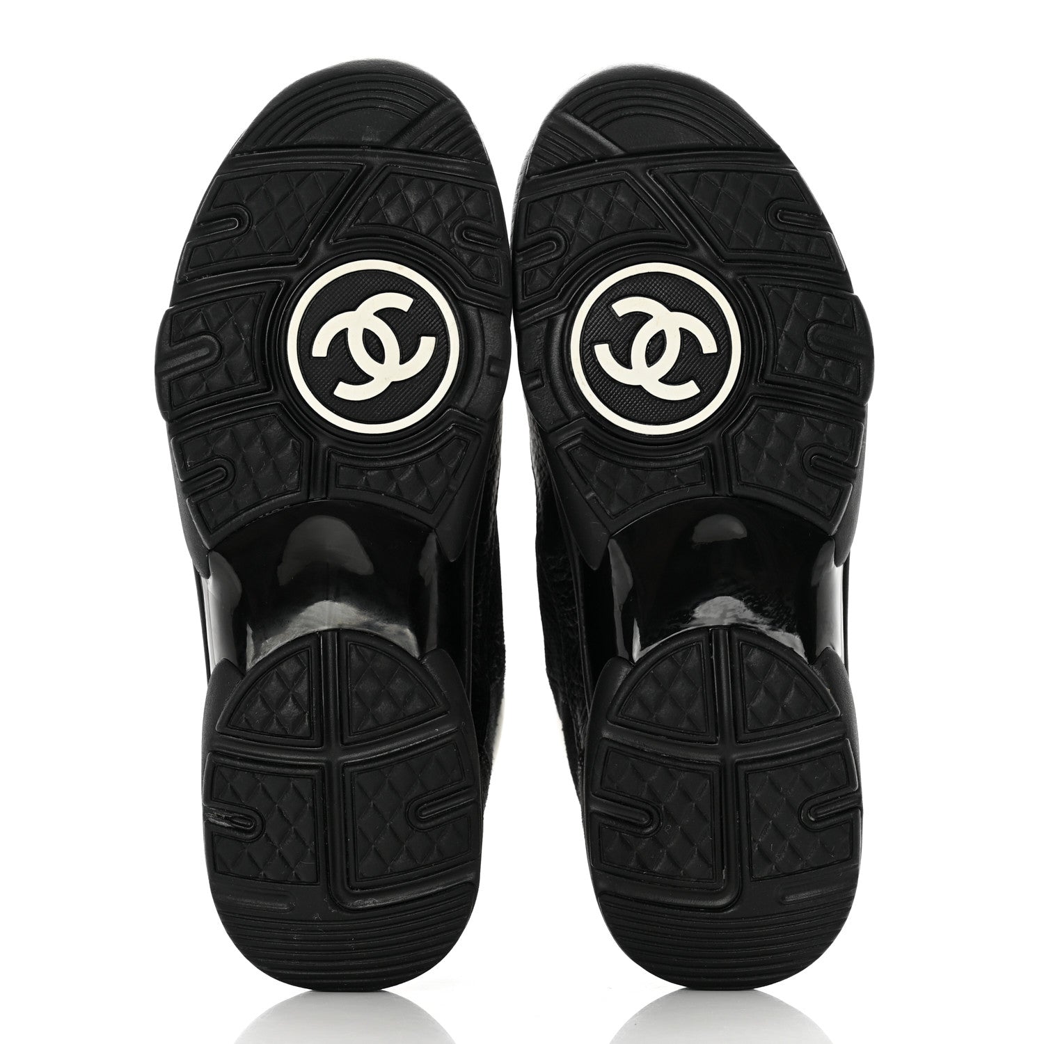 Chanel Mesh Suede Grained Calfskin Womens CC Sneakers 39 Black White 5 of 8