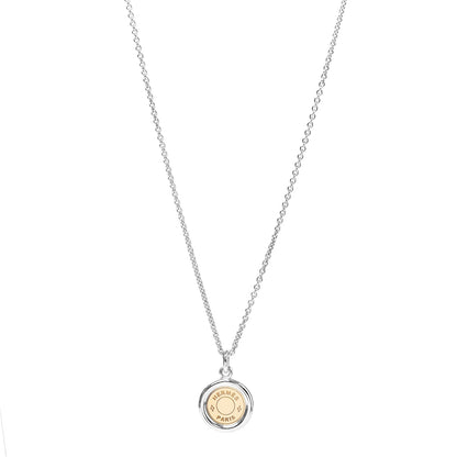 Hermes Sterling Silver 18K Yellow Gold Sellier Pendant Necklace 1 of 5