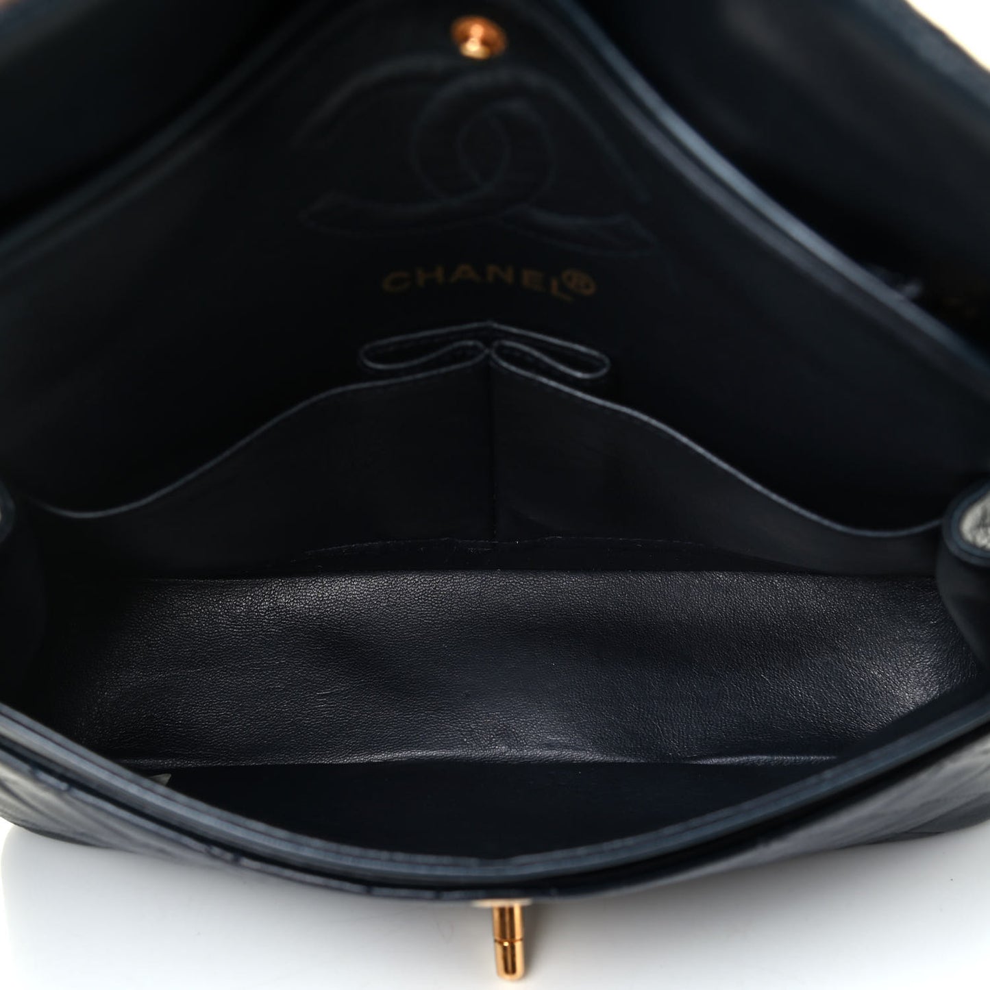 Lambskin Quilted Small Double Flap Navy