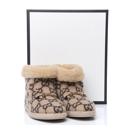 Gucci Covered Wool GG Monogram Womens Fria Horsebit Ankle Boots 39 Beige Ebony Butterscotch 8 of 8