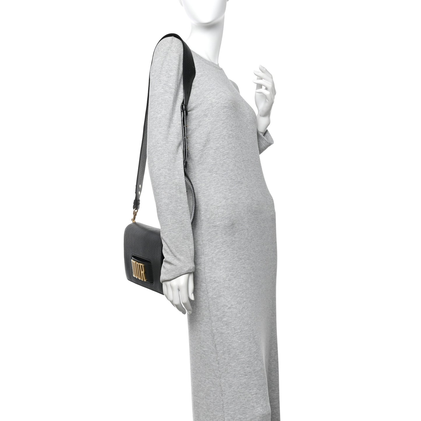 Grained Calfskin Dio(r)evolution Flap Bag Black