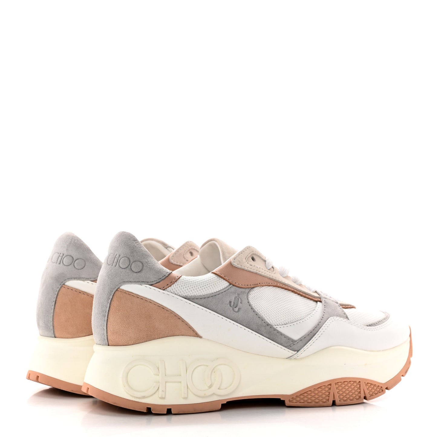 Nappa Mesh Suede Women Landon Low Top Sneakers 39.5 White Powder Pink Grey