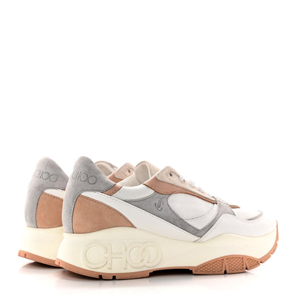 Jimmy Choo Nappa Mesh Suede Women Landon Low Top Sneakers 39.5 White Powder Pink Grey 4 of 17