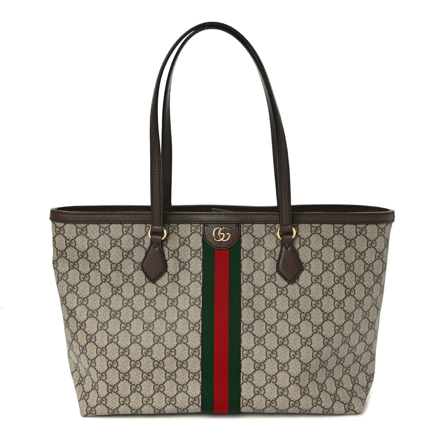 GG Supreme Monogram Medium Ophidia Shopping Tote Brown
