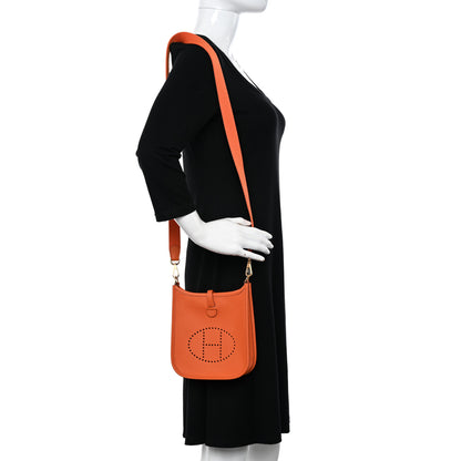Hermes Taurillon Clemence Evelyne TPM Orange 2 of 11