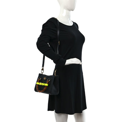 Gucci Wonka Grain Calfskin Mini Diana Tote Bag Black Yellow Fluo 2 of 9