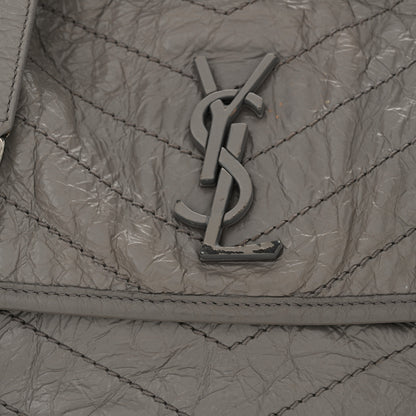 Saint Laurent Crinkled Calfskin Matelasse Monogram Medium Niki Chain Satchel Fog 13 of 13