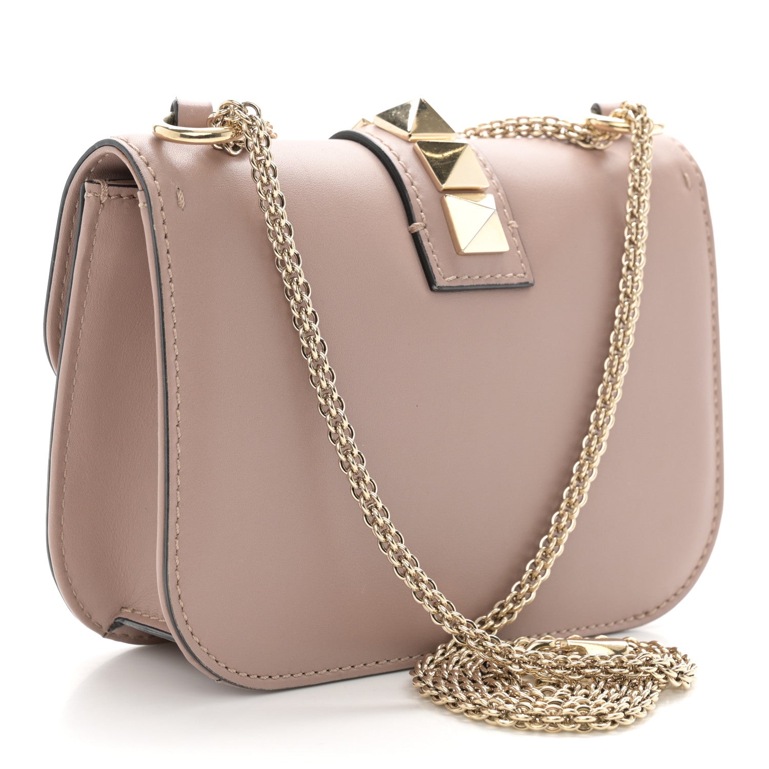 Valentino Garavani Vitello Small Glam Lock Rockstud Flap Poudre 3 of 10