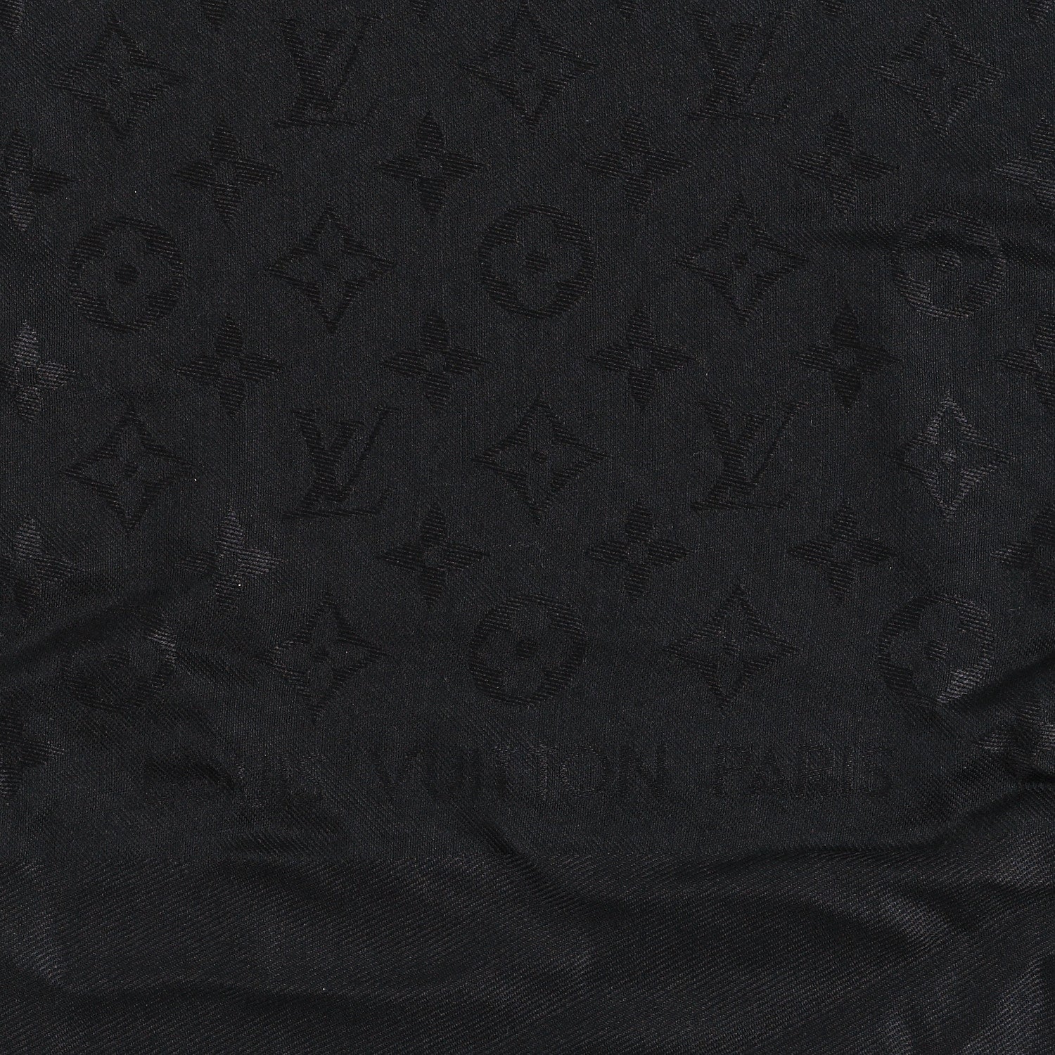 Louis Vuitton Silk Wool Monogram Shawl Black 2 of 3