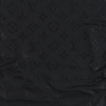 Louis Vuitton Silk Wool Monogram Shawl Black 2 of 3