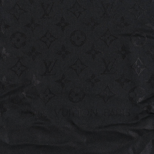 Silk Wool Monogram Shawl Black
