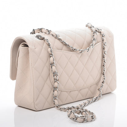 Chanel Caviar Quilted Medium Double Flap Light Beige 3 of 8