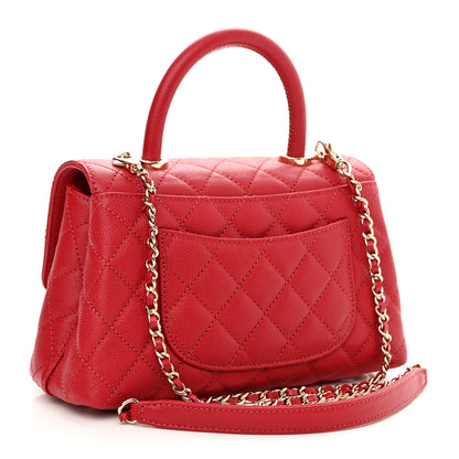 Chanel Caviar Quilted Mini Coco Handle Flap Red 2 of 9