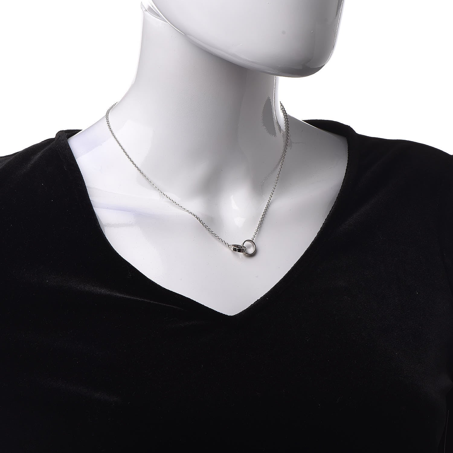 Cartier 18K White Gold Interlocking LOVE Necklace 2 of 8