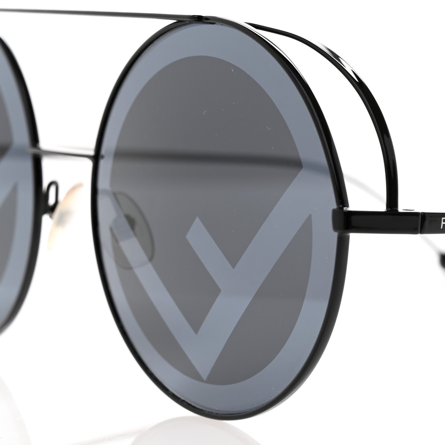Fendi Metal F is Fendi Printed Run Away Round Frame Sunglasses FF 0285/S Black 7 of 8