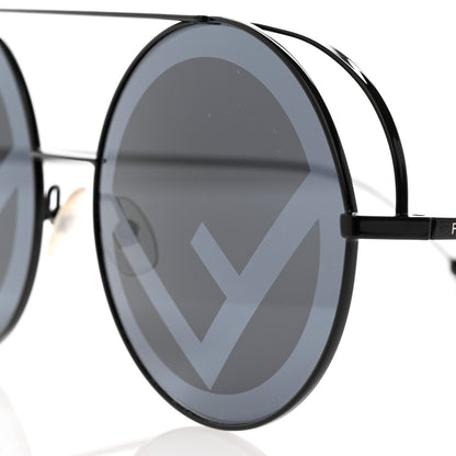 Fendi Metal F is Fendi Printed Run Away Round Frame Sunglasses FF 0285/S Black 7 of 8