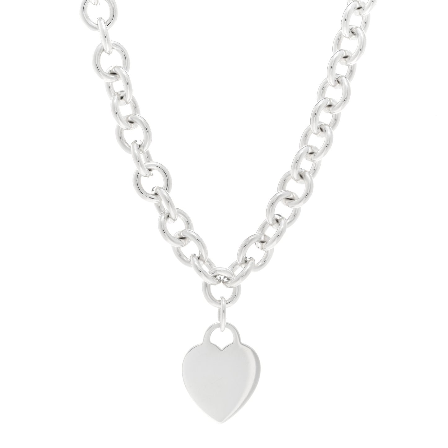 Sterling Silver Heart Tag Pendant Necklace