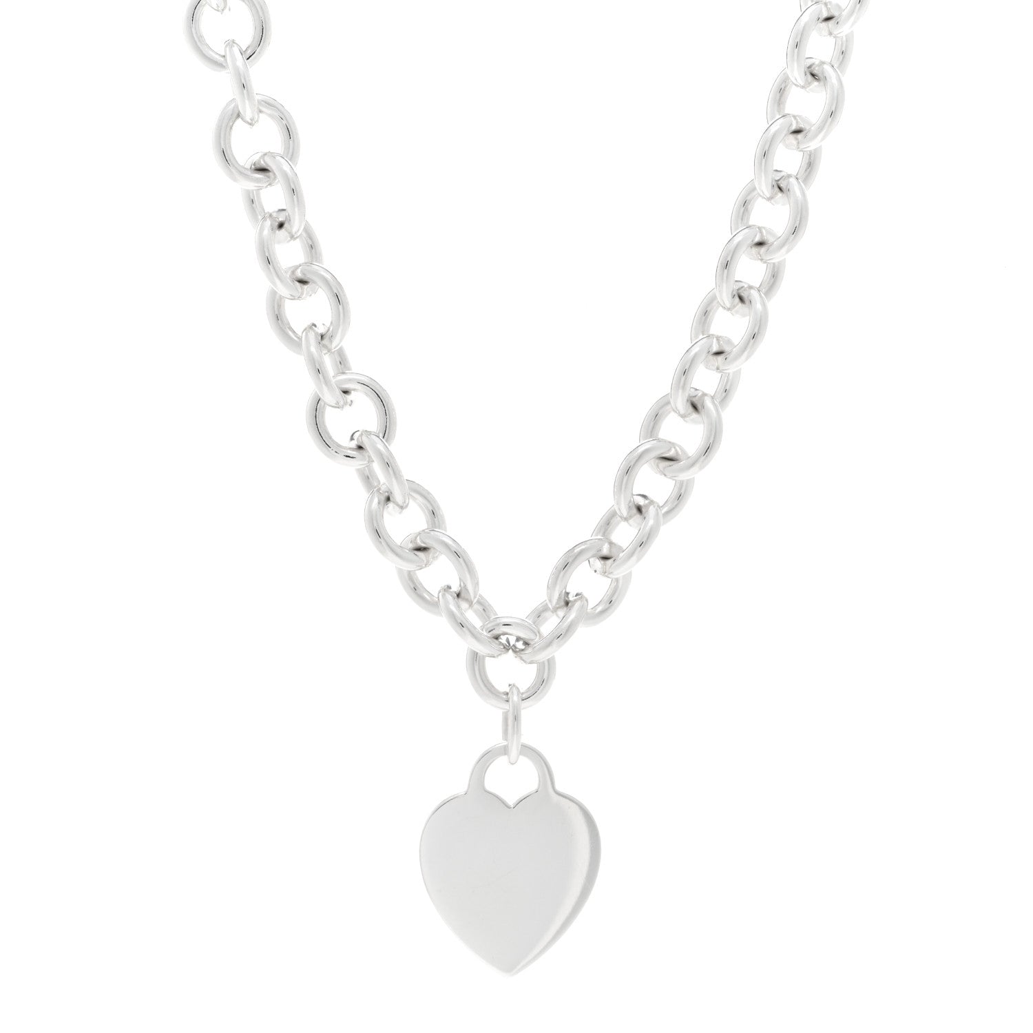 Tiffany Sterling Silver Heart Tag Pendant Necklace 1 of 4