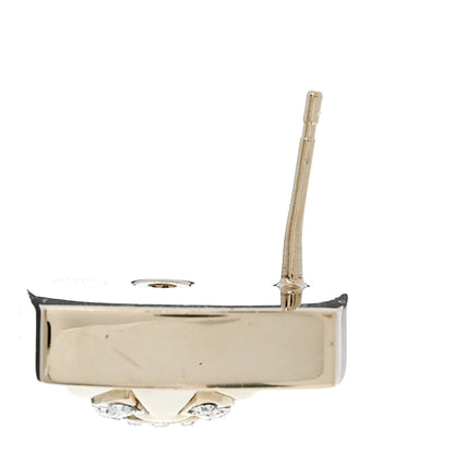 Chanel Metal Pearl Crystal CC Logo Square Earrings Gold Pearly White 5 of 7