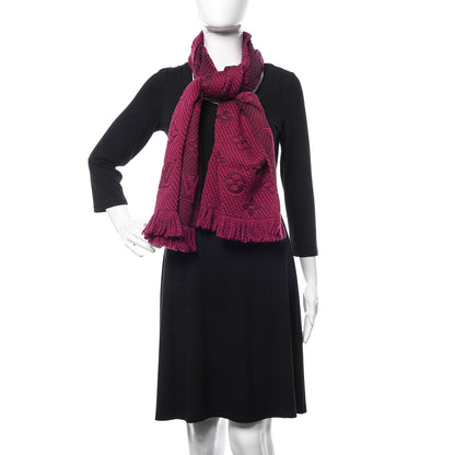 Louis Vuitton Wool Silk Logomania Scarf Cherry 2 of 5