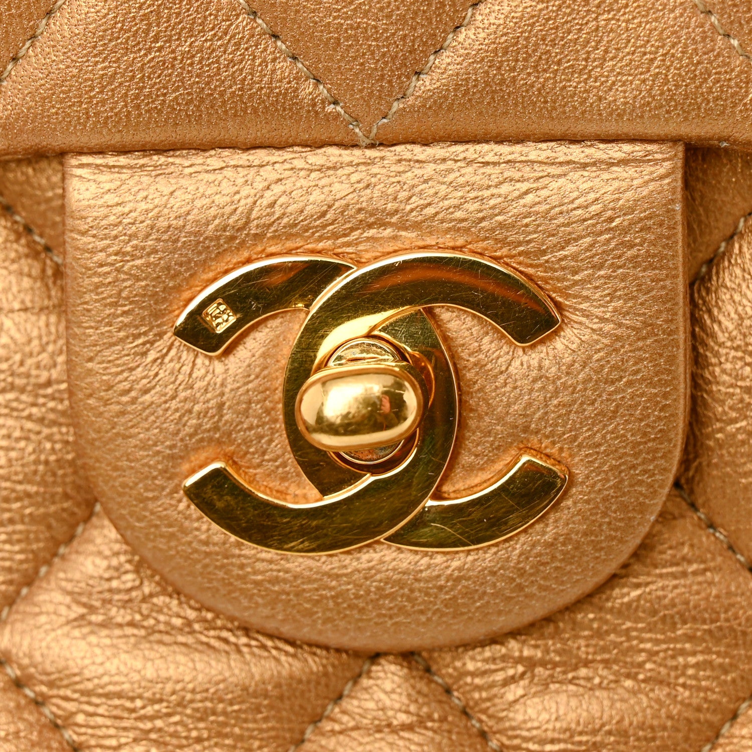Chanel Metallic Lambskin Quilted Mini Square Flap Bronze 1826537