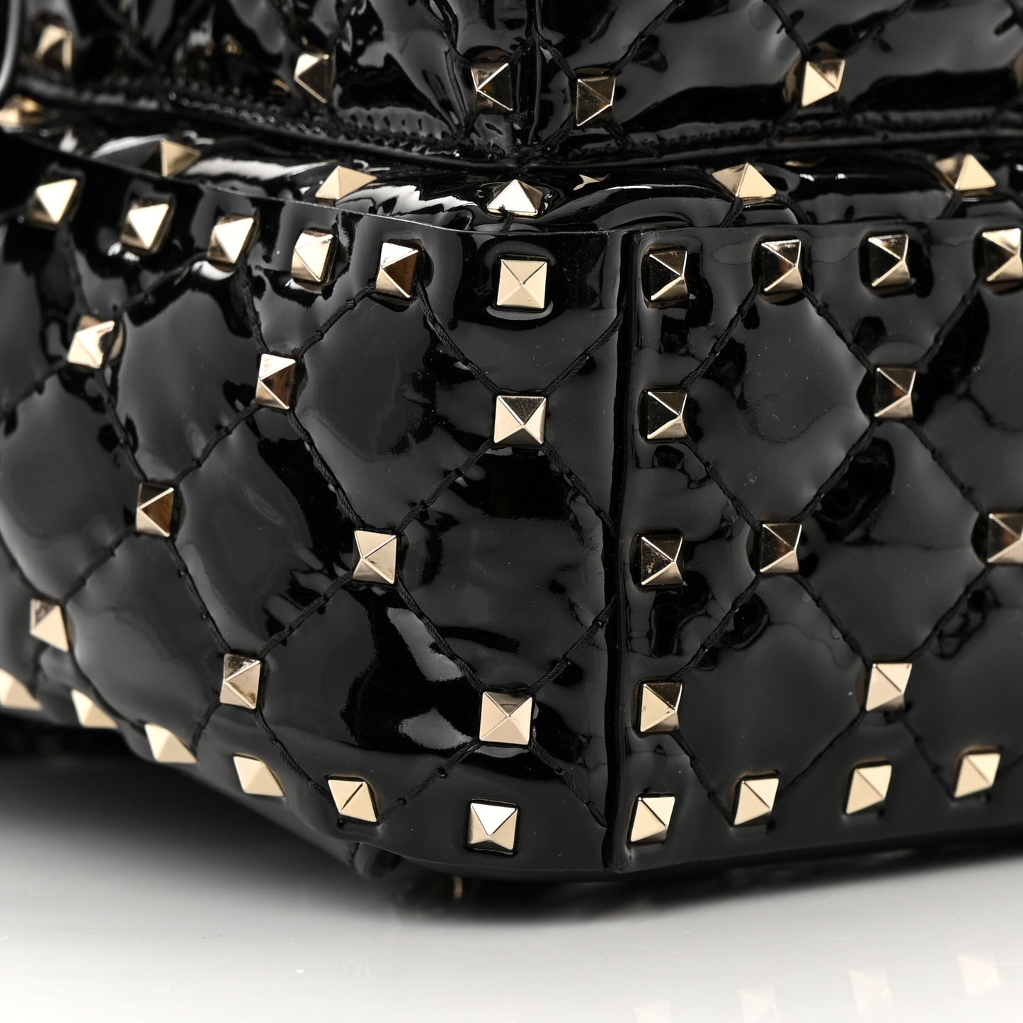 Patent Quilted Mini Rockstud Backpack Black