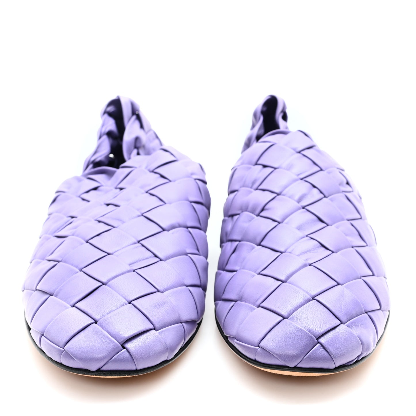 Lagoon Nappa Intrecciato Slipper Flats 39.5 Lavender