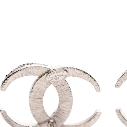 Chanel Crystal CC Moon Earrings Silver 4 of 5