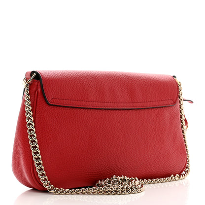 Gucci Pebbled Calfskin Medium Soho Flap Crossbody Vibrant Red 3 of 10