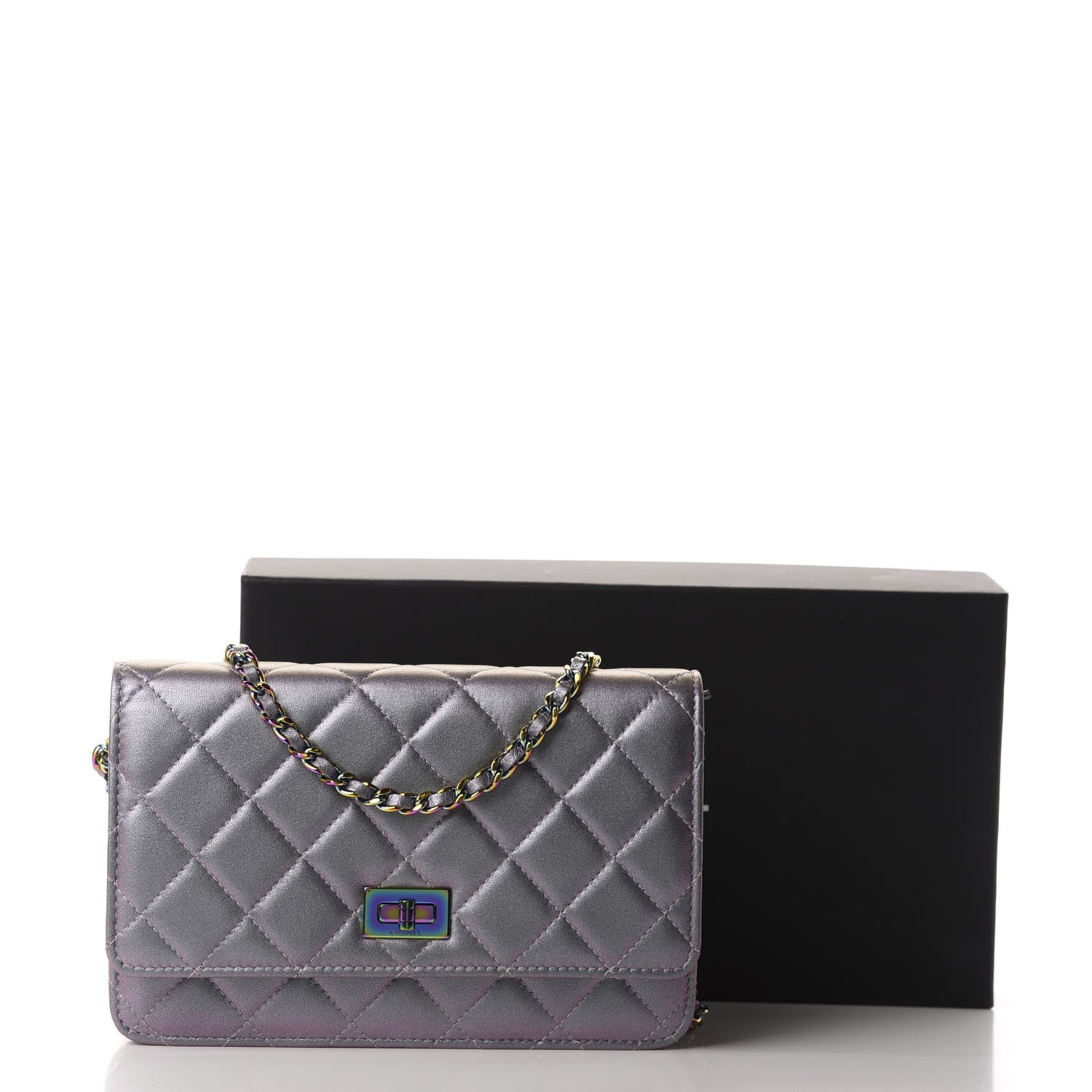 Chanel Iridescent Lambskin Quilted Reissue Wallet On Chain WOC Light Purple 13 of 13