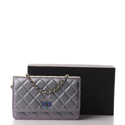 Chanel Iridescent Lambskin Quilted Reissue Wallet On Chain WOC Light Purple 13 of 13