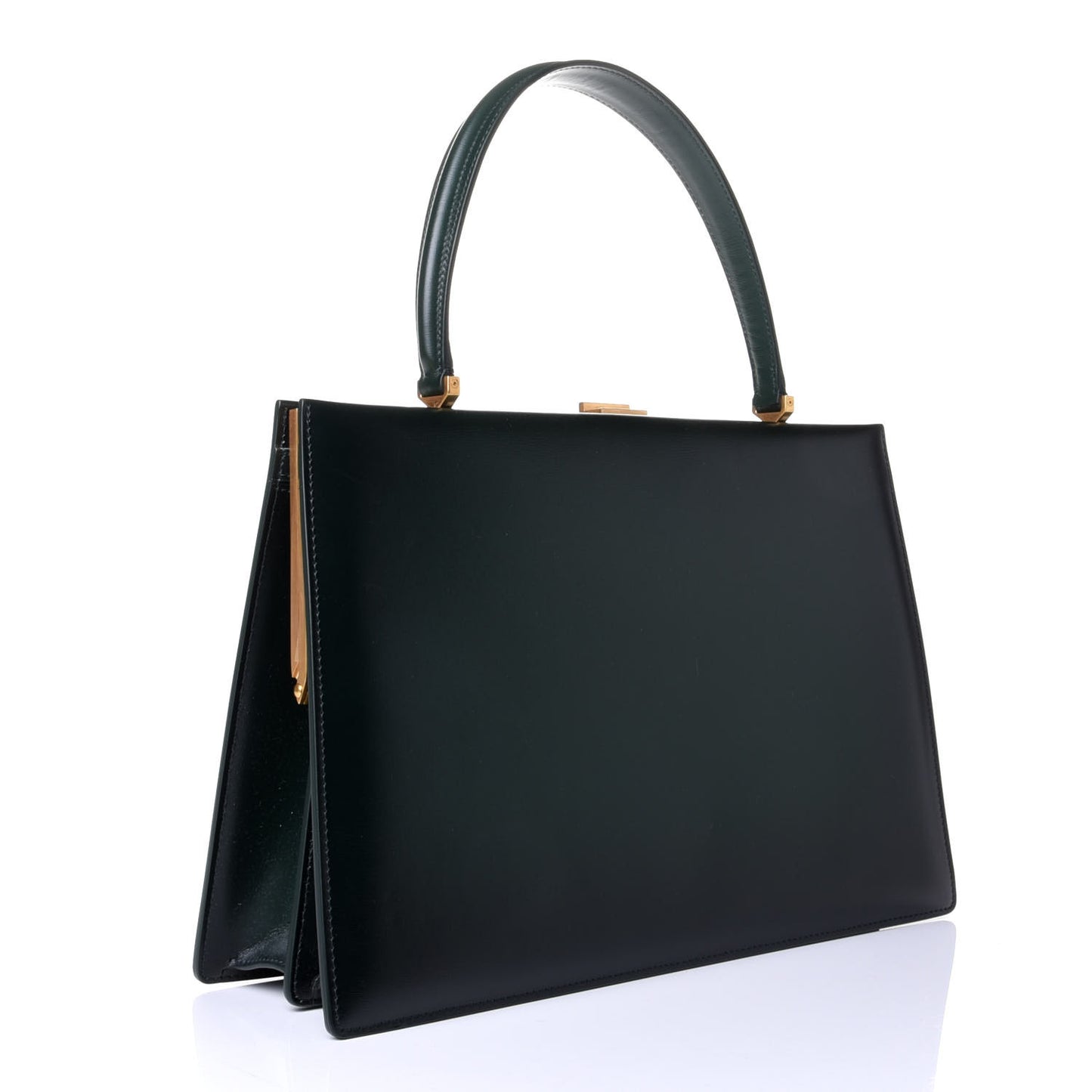 Patina Box Calfskin Medium Clasp Bag Dark Green