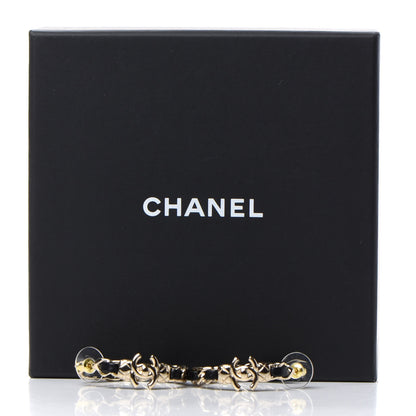 Chanel Lambskin CC Turnlock Chain Hoop Earrings Gold Black 5 of 5